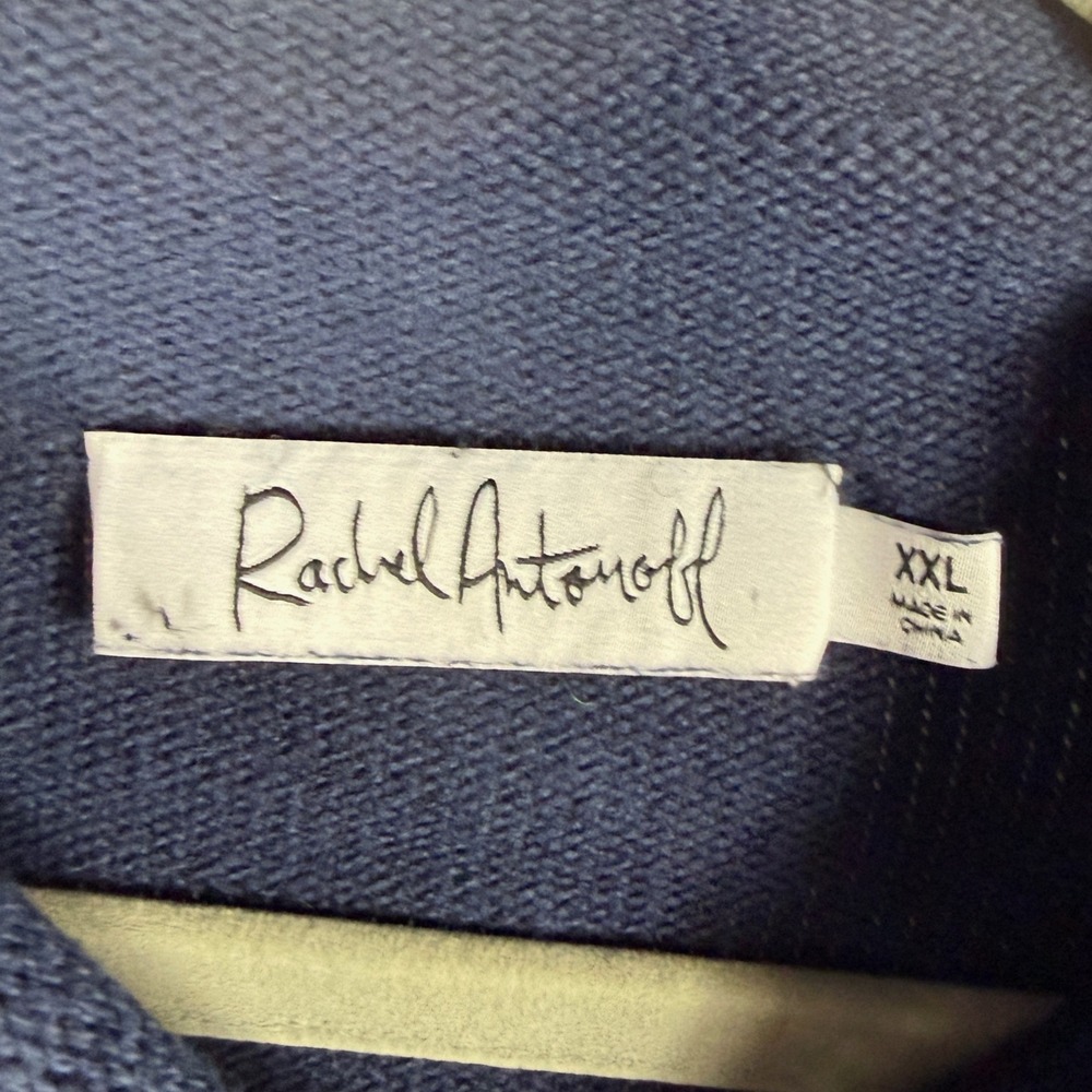 Rachel Antonoff Cosmo Sweater Navy Blue Cotton Cashmere Pullover Womens Sz XXL - Picture 8 of 11